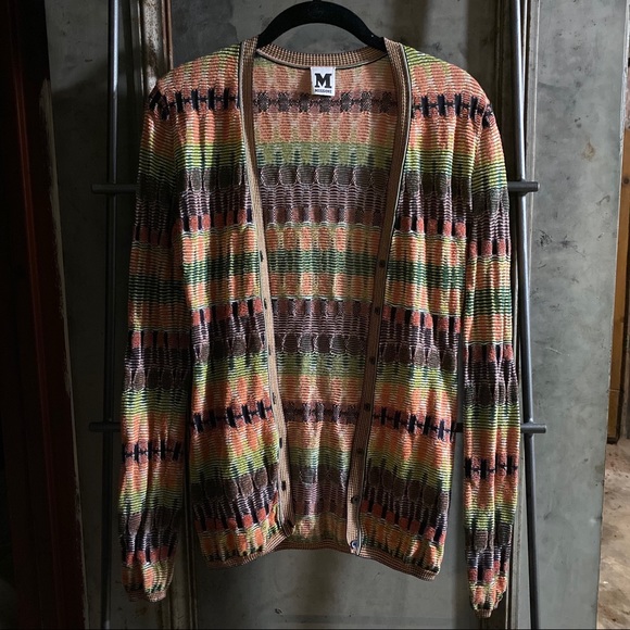 Missoni Orange Lime Green Zig Zag Cardigan Sweater - Picture 7 of 16